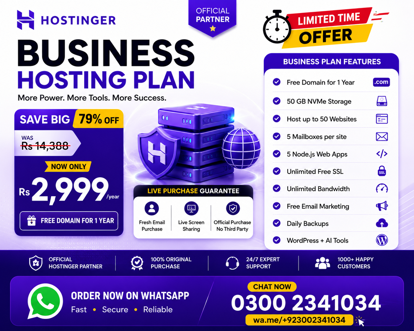 Hostinger Business Plan 12 Month at Discount Price - Usman Digital Store